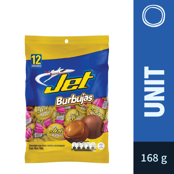 Jet Burbujas Milk chocolate filled with arequipe x 12 (168g)